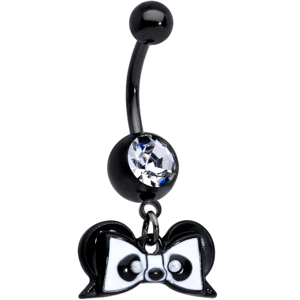BodyCandy Clear Gem Black Bow Panda Bear Dangle Belly Ring — main product shot