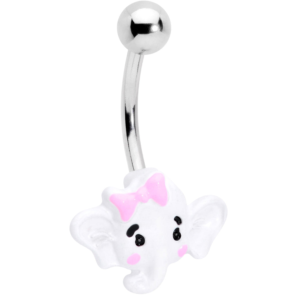 BodyCandy Pink Bow Cute Elephant Belly Ring — main product shot