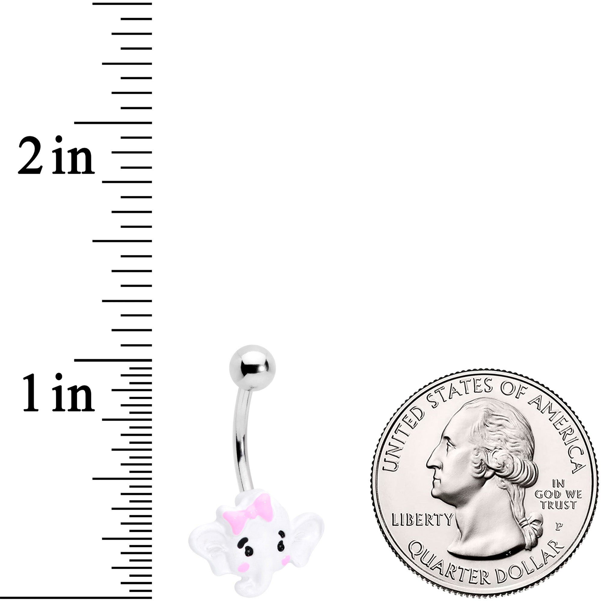 BodyCandy Pink Bow Cute Elephant Belly Ring — detail close-up