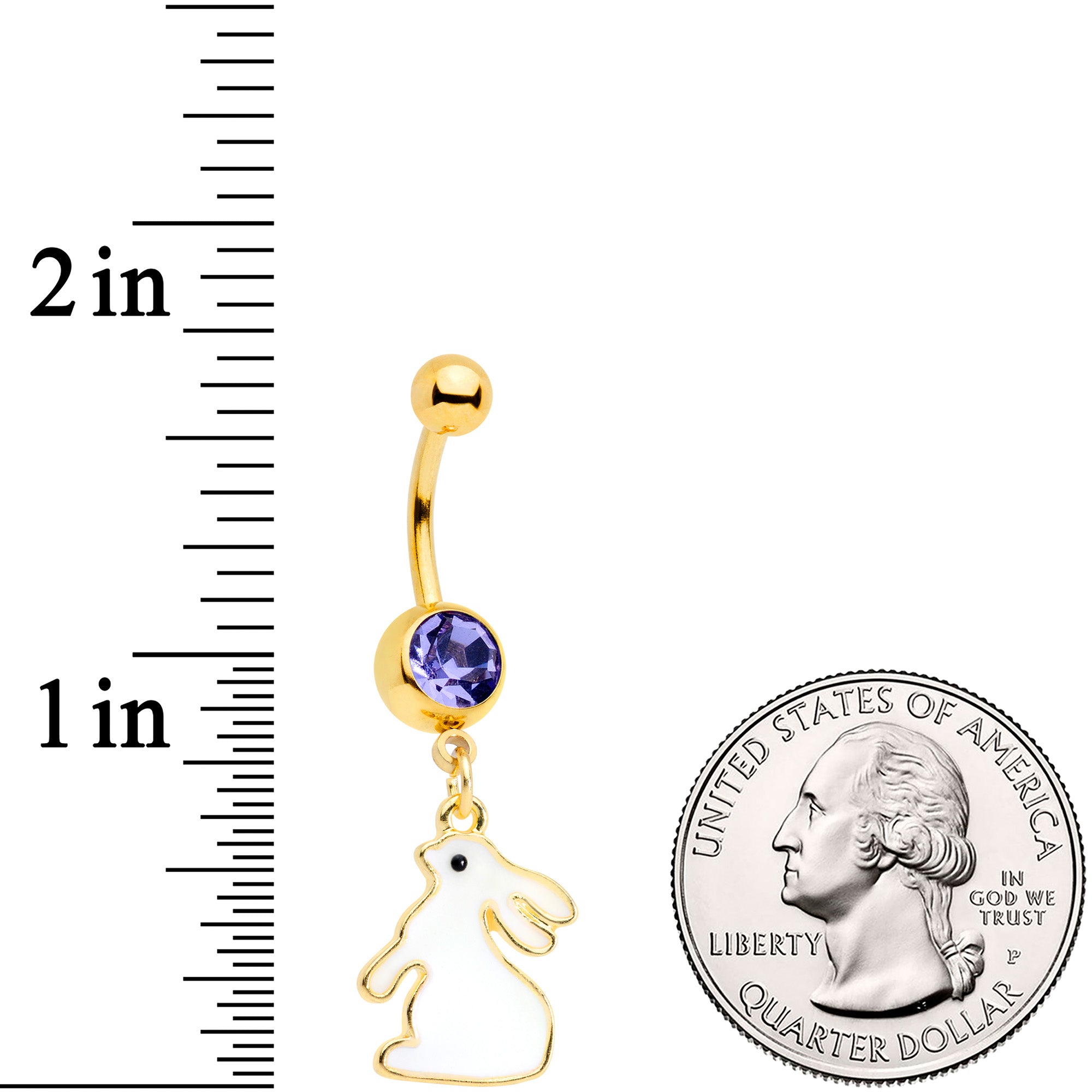 BodyCandy Purple Gem Gold Tone Easter Bunny Glow in the Dark Dangle Belly Ring — lifestyle context