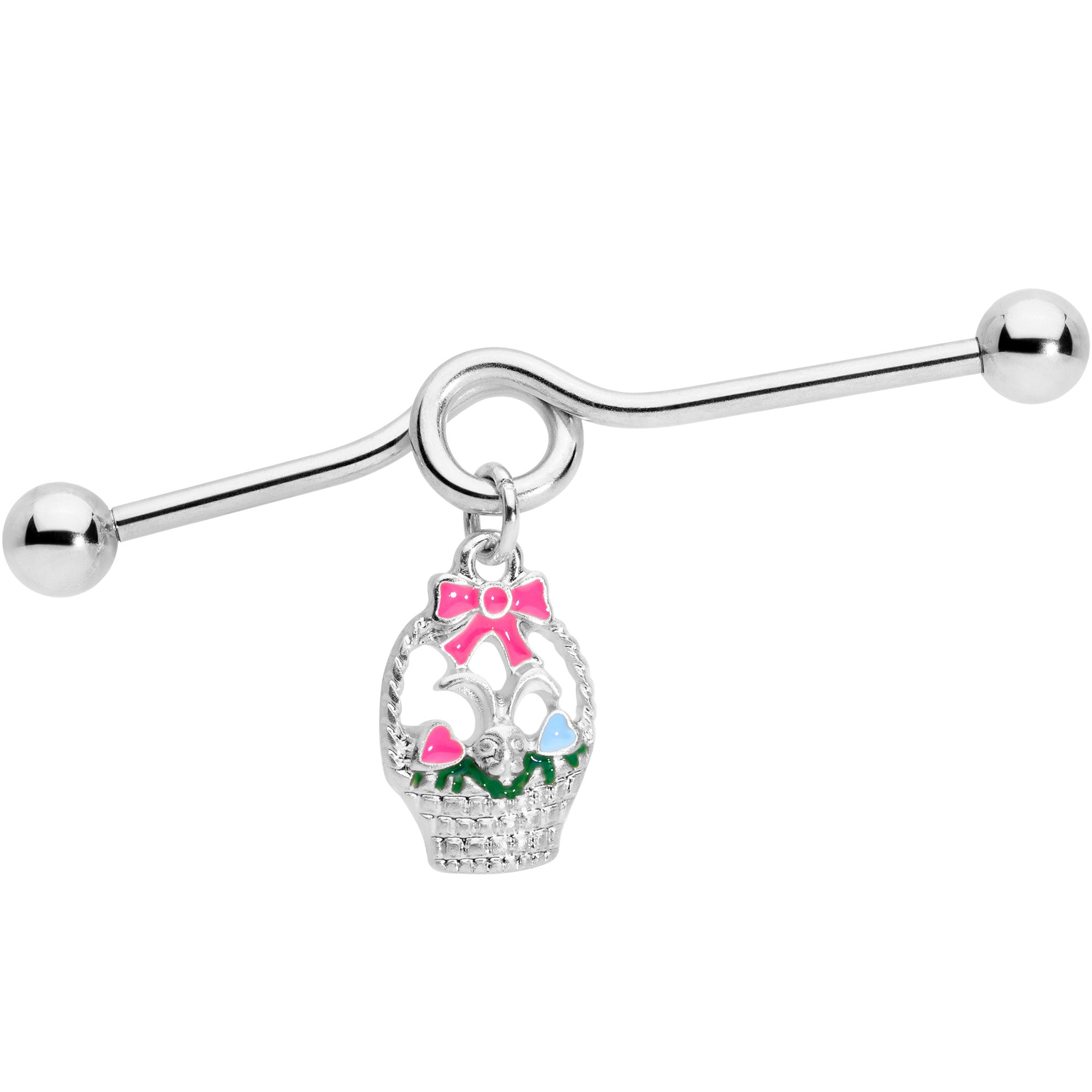 BodyCandy 14G Easter Basket Glow in the Dark Dangle Project Bar 38mm — main product shot
