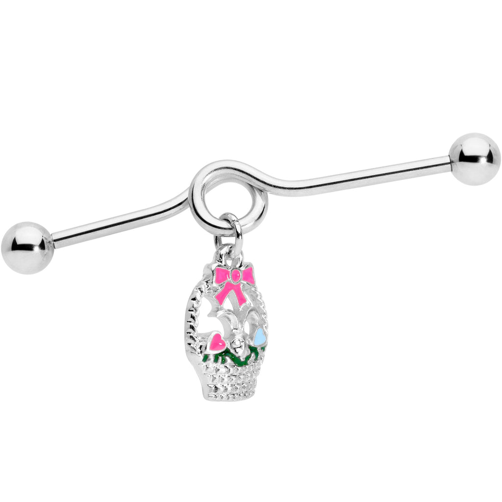 BodyCandy 14G Easter Basket Glow in the Dark Dangle Project Bar 38mm — detail close-up