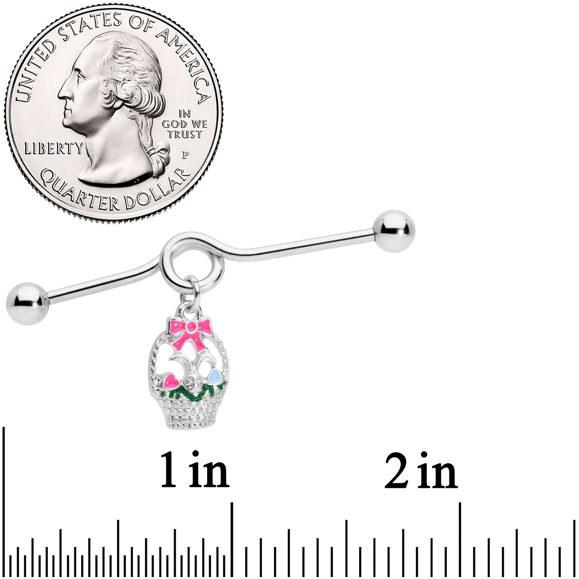 BodyCandy 14G Easter Basket Glow in the Dark Dangle Project Bar 38mm — lifestyle context