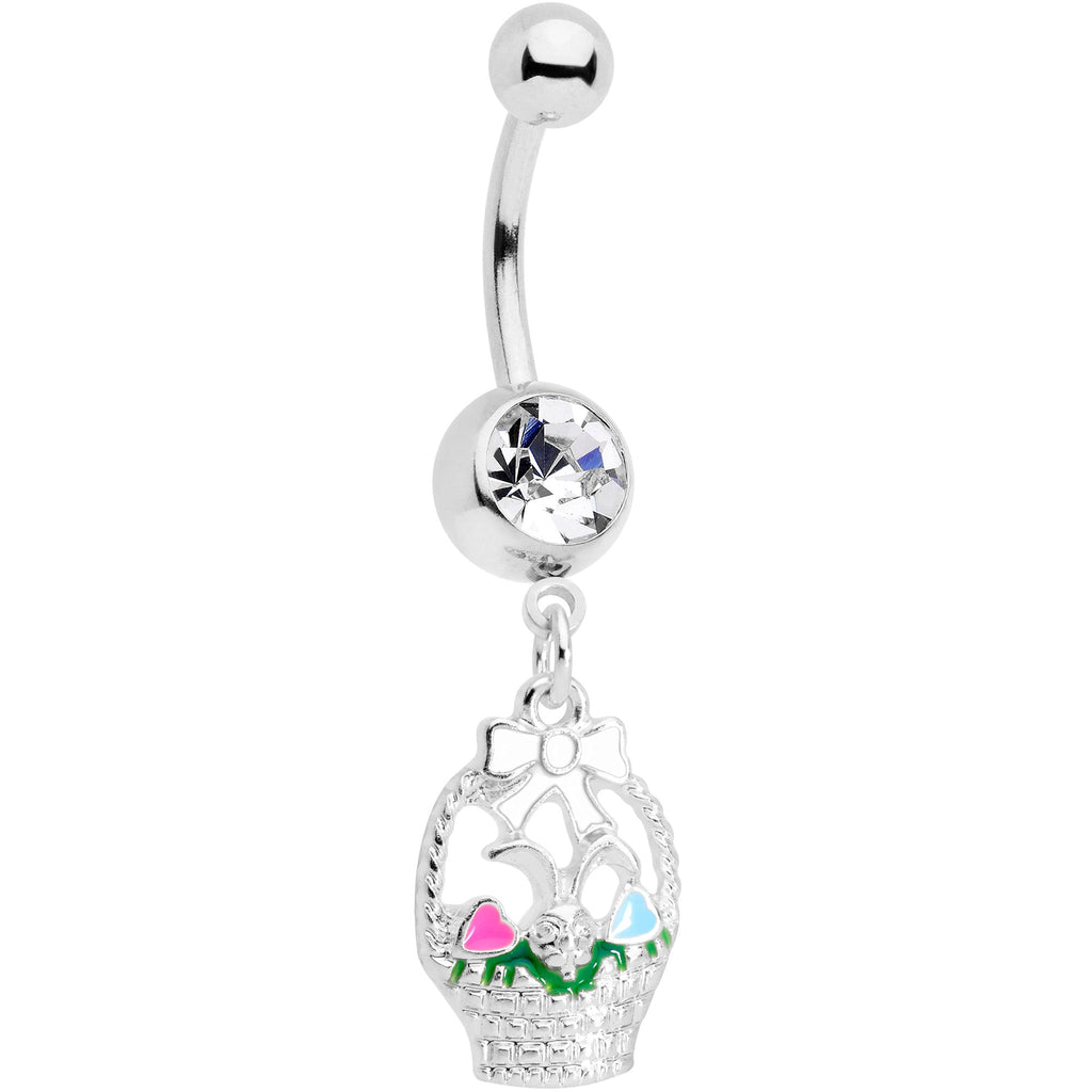BodyCandy Clear Gem Easter Basket Dangle Belly Ring — main product shot