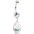 BodyCandy Clear Gem Easter Basket Dangle Belly Ring — main product shot