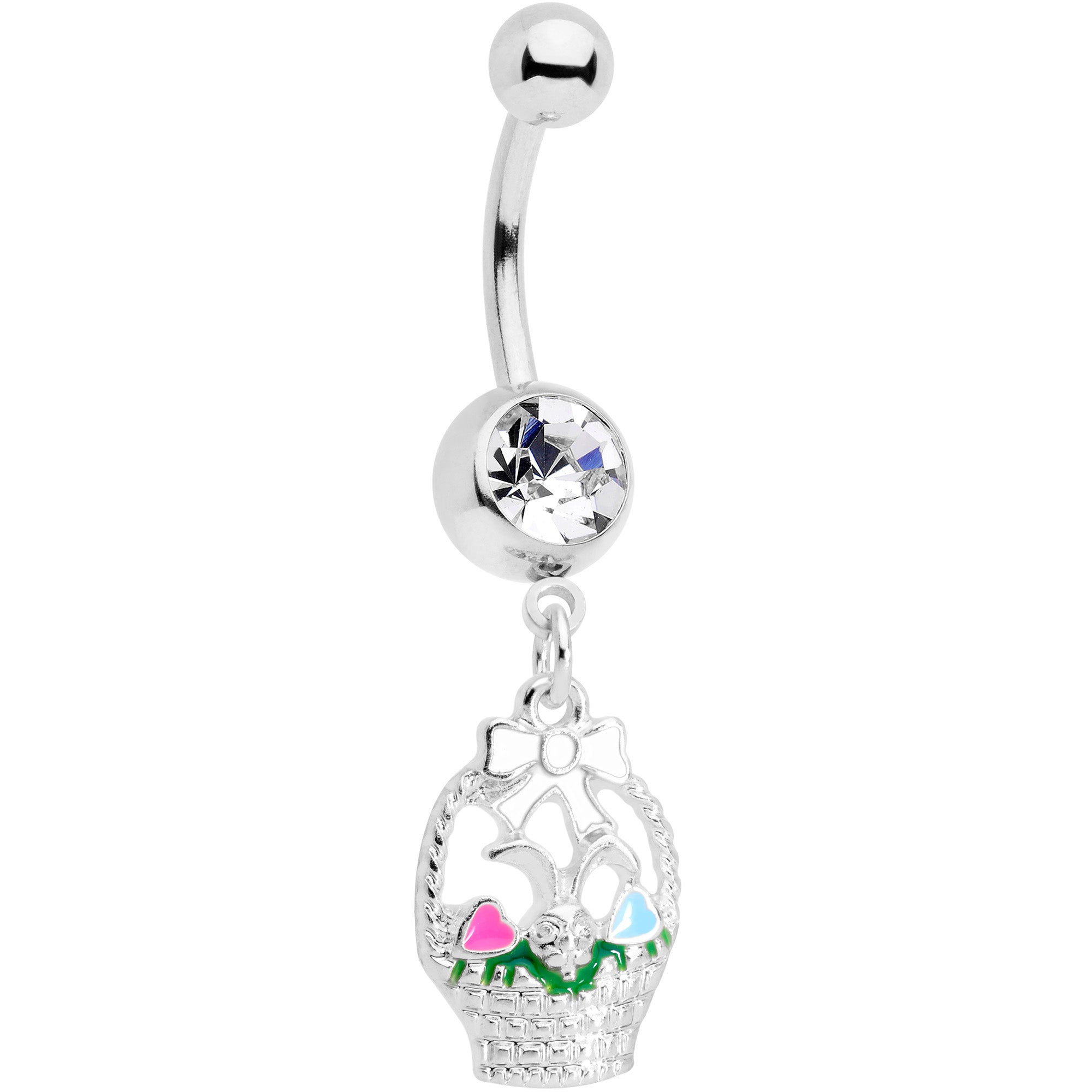 BodyCandy Clear Gem Easter Basket Dangle Belly Ring — main product shot