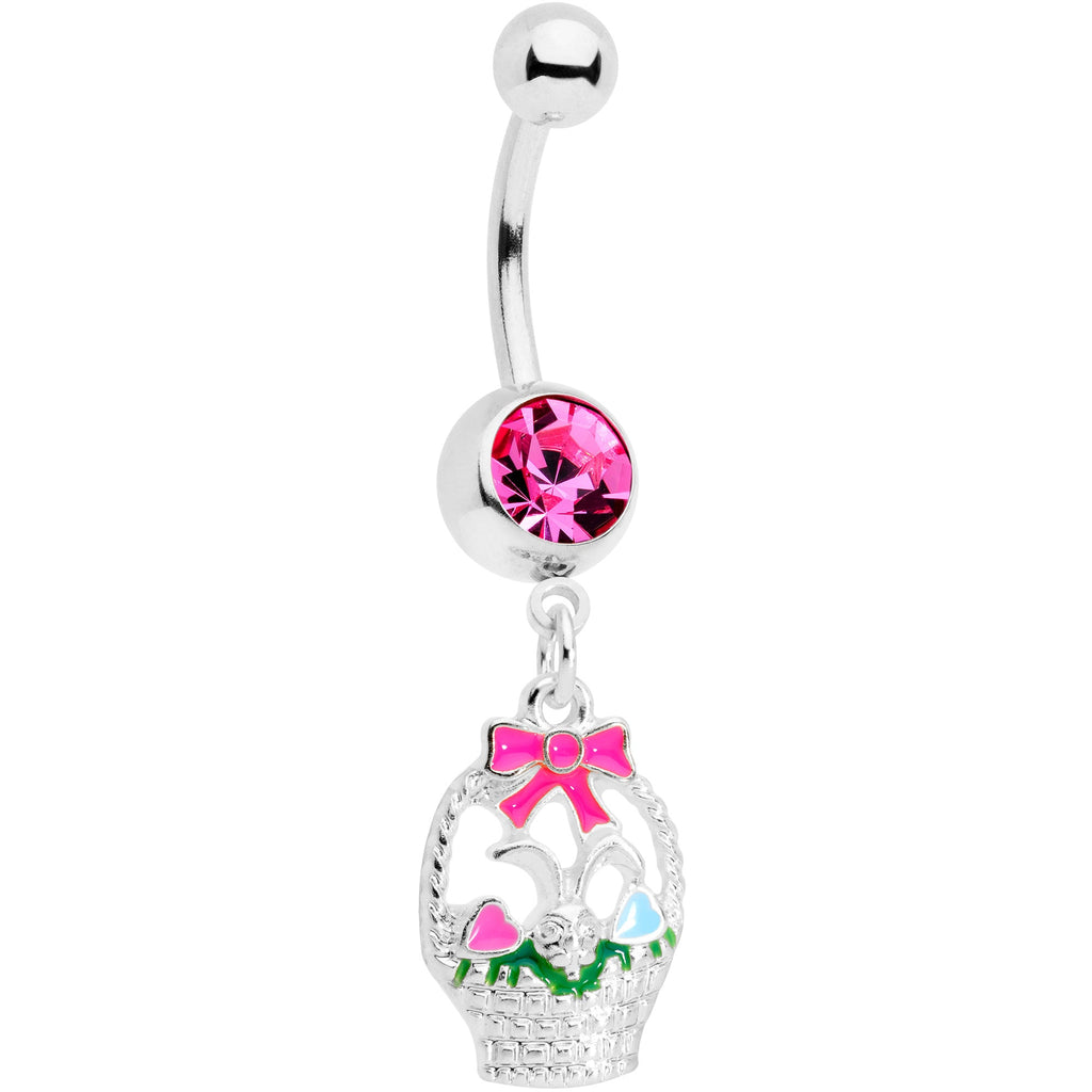 BodyCandy Pink Gem Easter Basket Dangle Belly Ring — main product shot