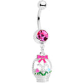 BodyCandy Pink Gem Easter Basket Dangle Belly Ring — main product shot