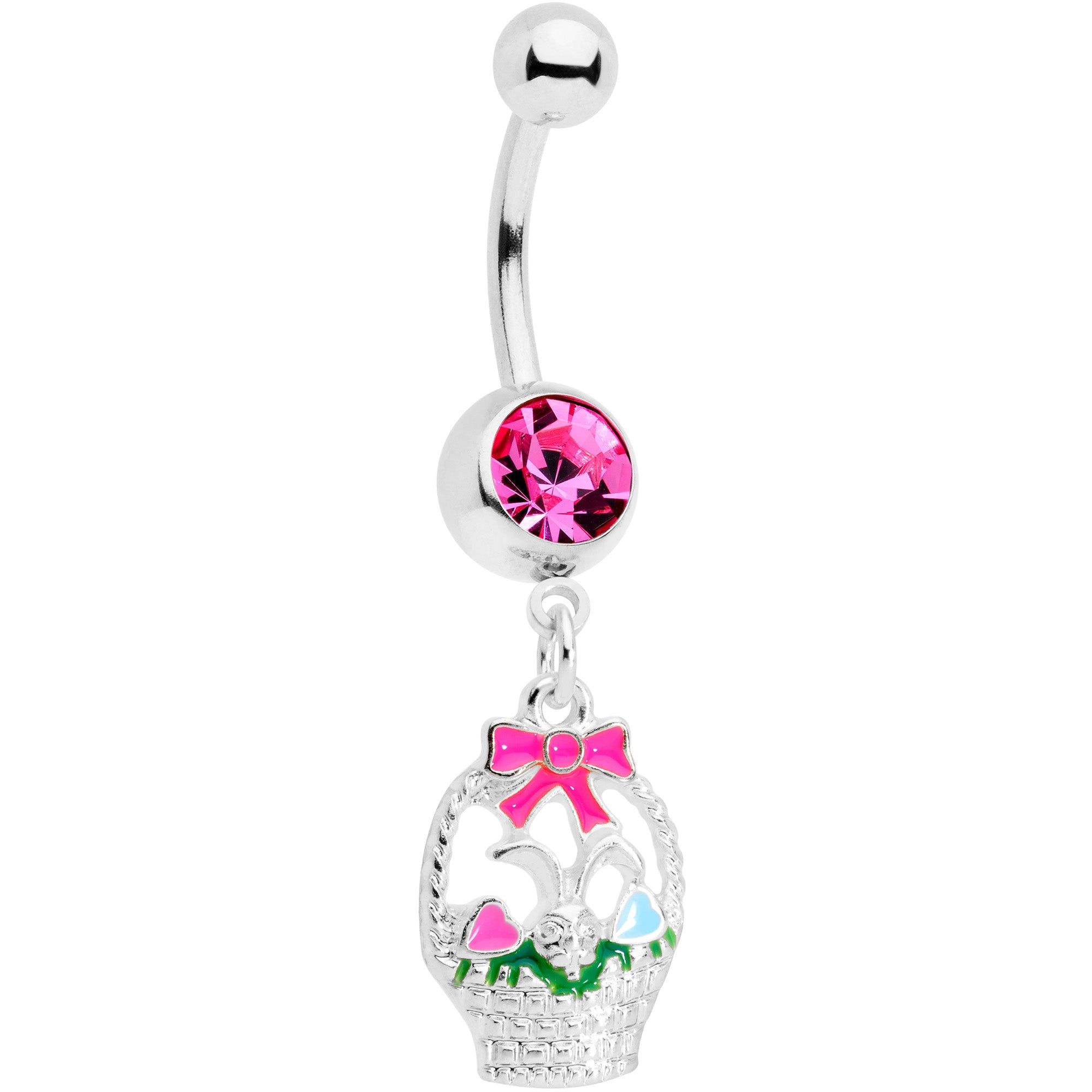BodyCandy Pink Gem Easter Basket Dangle Belly Ring — main product shot
