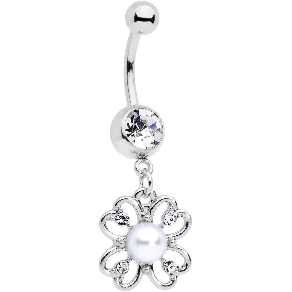 BodyCandy Clear Gem Sumptuous Shamrock St Patricks Day Dangle Belly Ring — main product shot