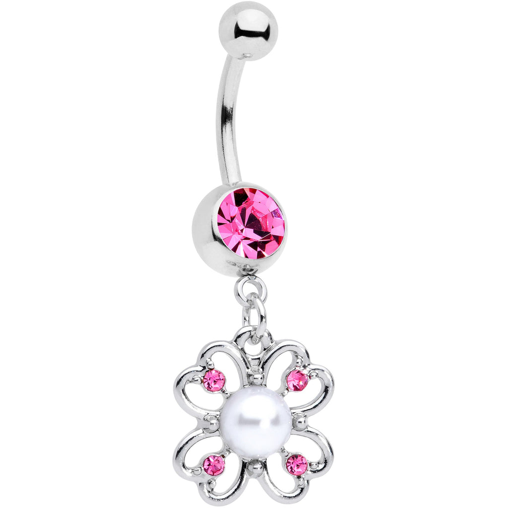 BodyCandy Pink Gem Sumptuous Shamrock St Patricks Day Dangle Belly Ring — main product shot