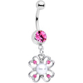 BodyCandy Pink Gem Sumptuous Shamrock St Patricks Day Dangle Belly Ring — main product shot