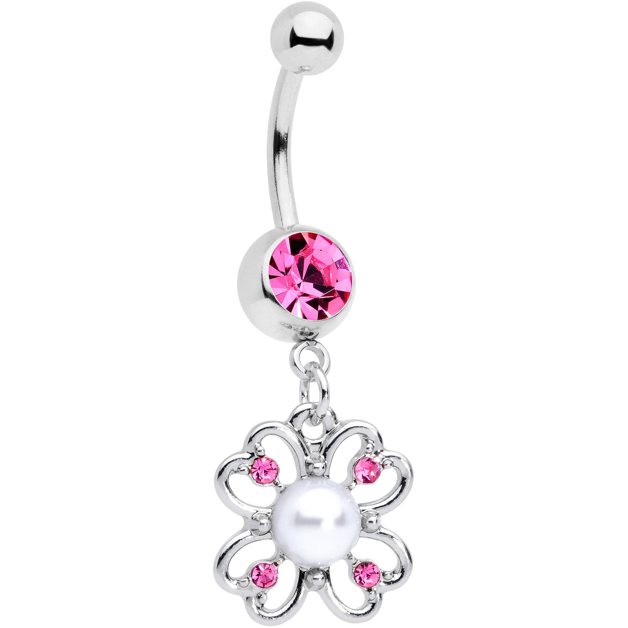 BodyCandy Pink Gem Sumptuous Shamrock St Patricks Day Dangle Belly Ring — main product shot