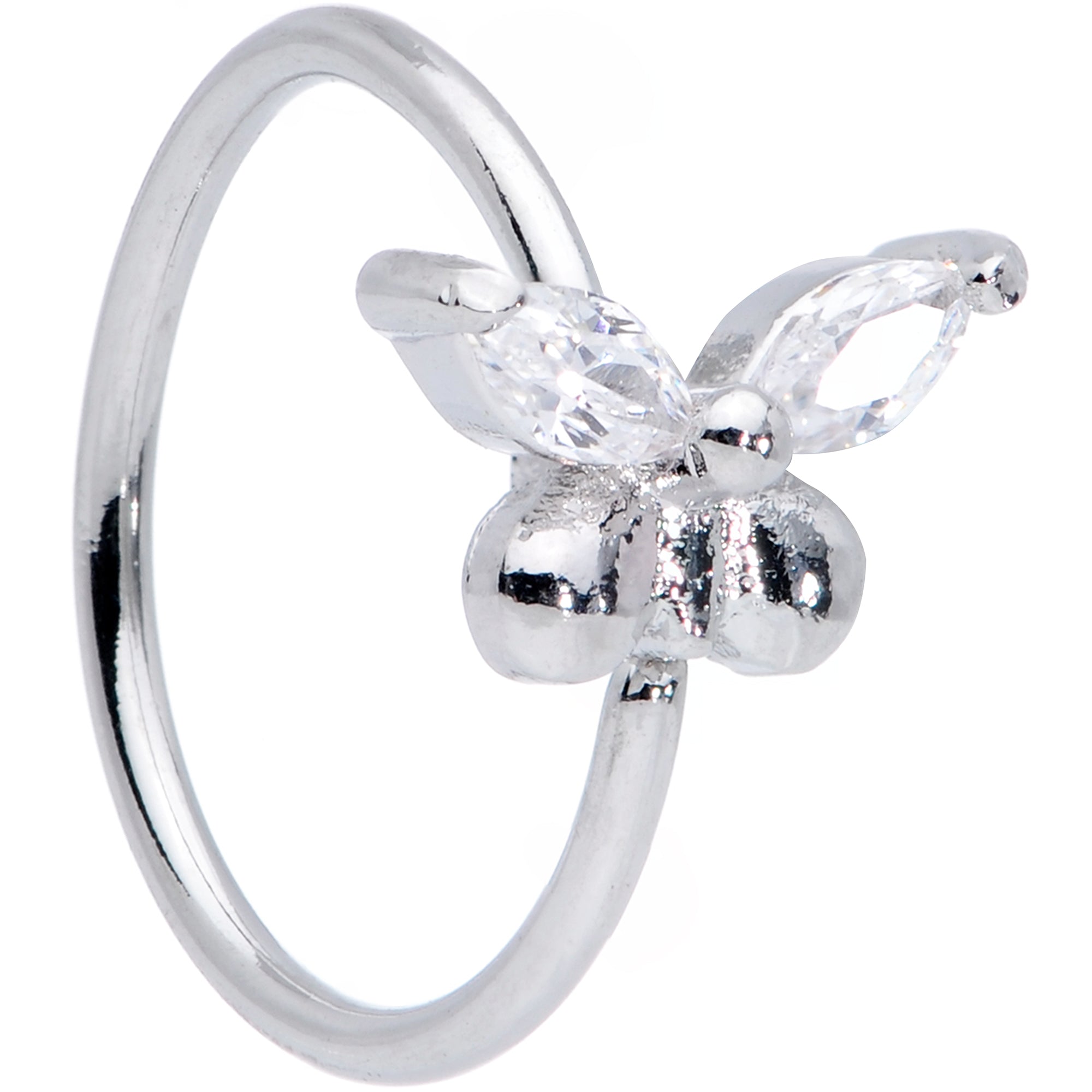 BodyCandy 20G 5/16 Clear CZ Gem Glam Butterfly Nose Hoop — main product shot