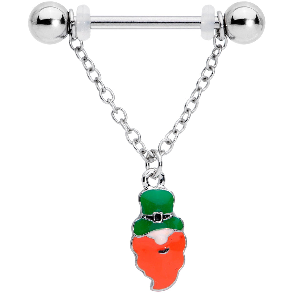 BodyCandy 14G 9/16 Green Leprechaun St Patricks Day Dangle Nipple Ring Set — lifestyle context