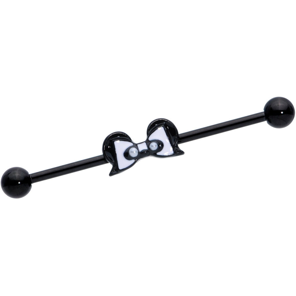BodyCandy 14G Black Bow Panda Bear Industrial Barbell 38mm — main product shot