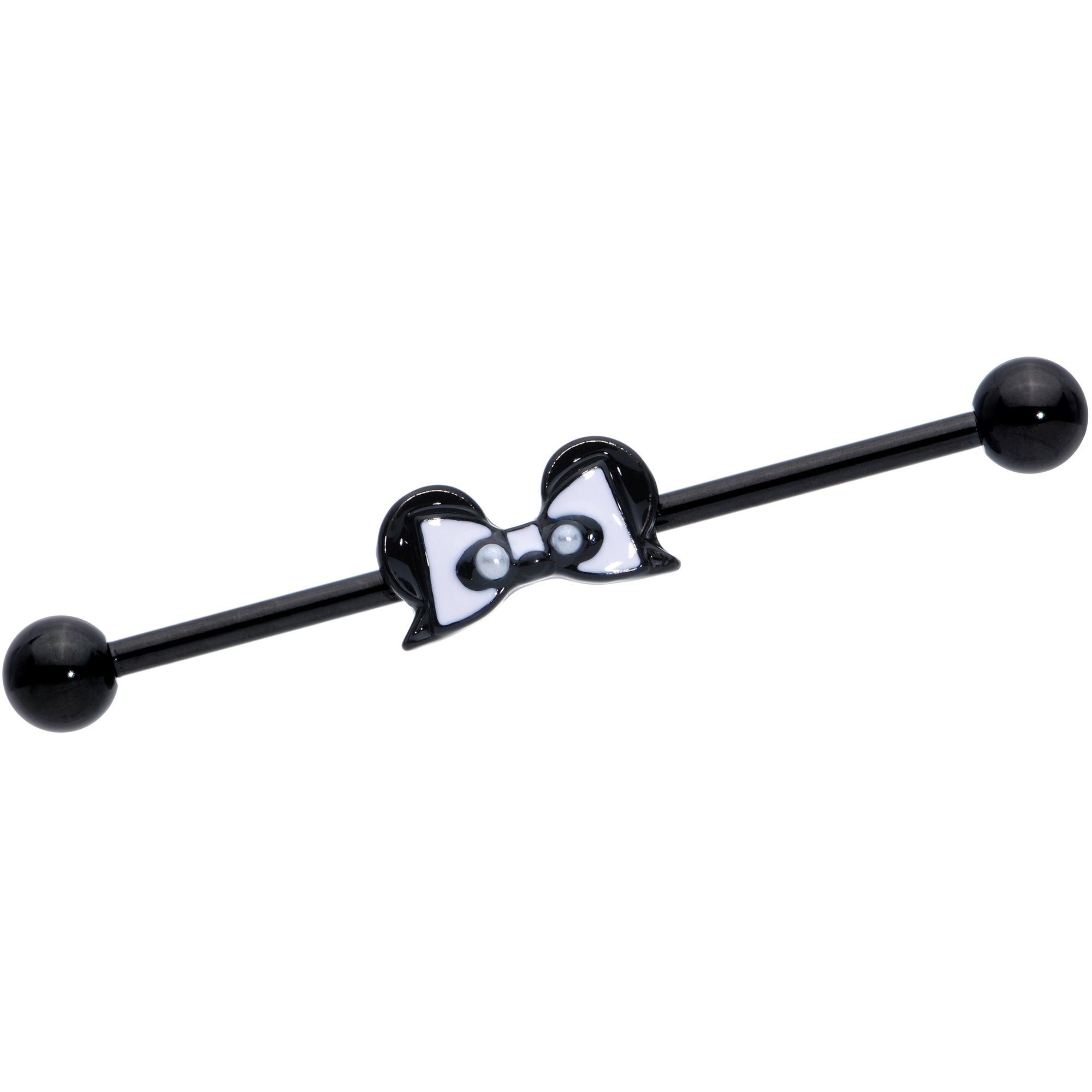 BodyCandy 14G Black Bow Panda Bear Industrial Barbell 38mm — main product shot