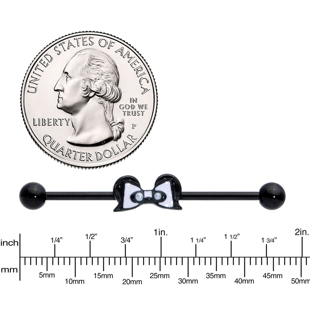 BodyCandy 14G Black Bow Panda Bear Industrial Barbell 38mm — lifestyle context