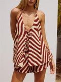 Zebra Print Halter Neck Top and Shorts Set