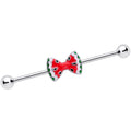 BodyCandy 14G Red Sweet Summer Watermelon Bow Industrial Barbell 38mm — main product shot