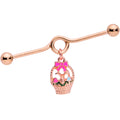BodyCandy 14G Rose Gold Tone Easter Basket Dangle Project Bar 38mm — main product shot