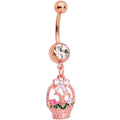 BodyCandy Clear Gem Rose Gold Tone Easter Basket Dangle Belly Ring — main product shot