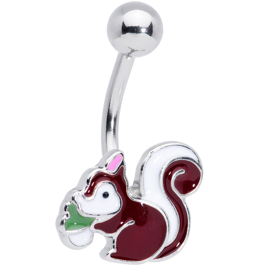 BodyCandy Brown White Snacking Squirrel Belly Ring — main product shot