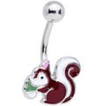 BodyCandy Brown White Snacking Squirrel Belly Ring — main product shot