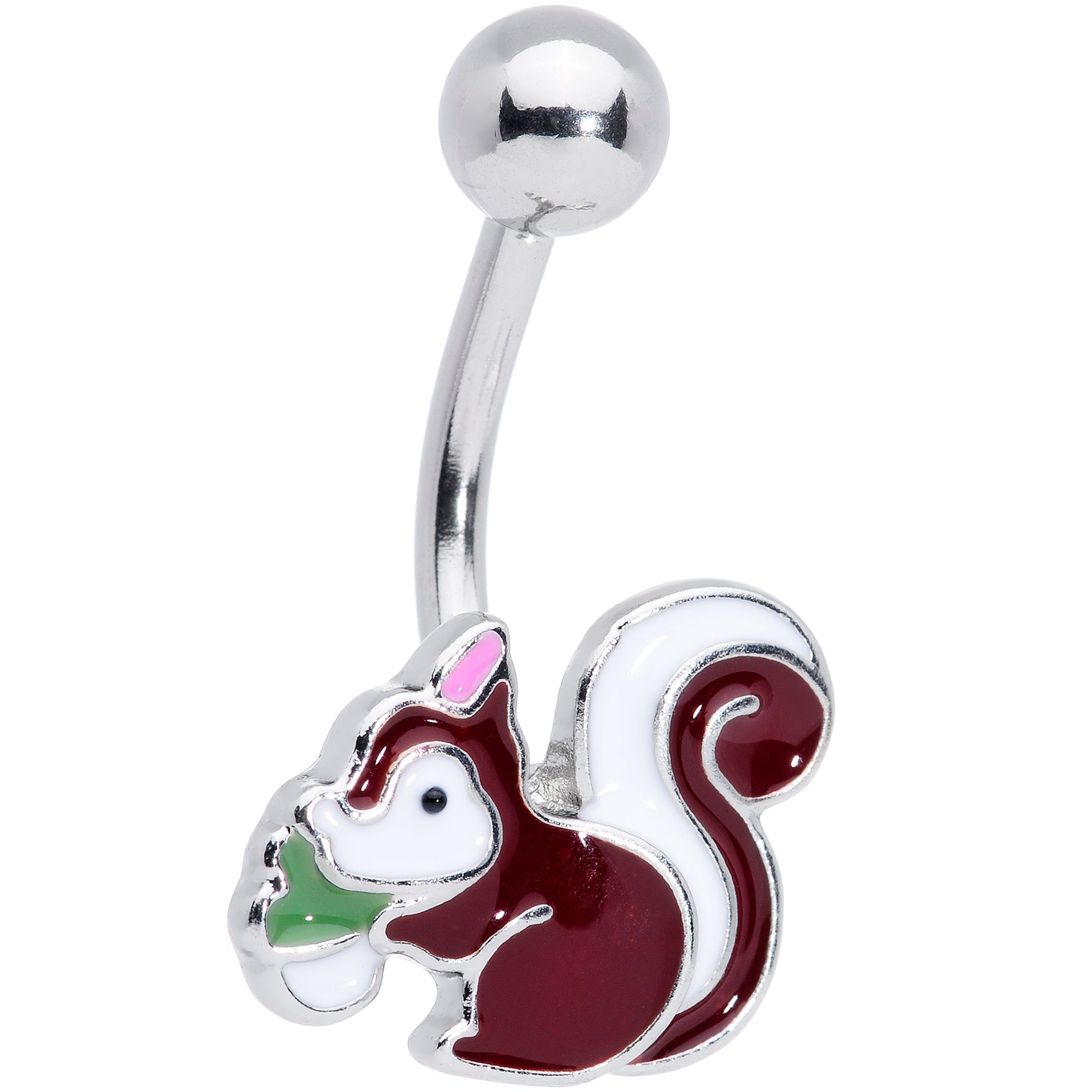 BodyCandy Brown White Snacking Squirrel Belly Ring — main product shot