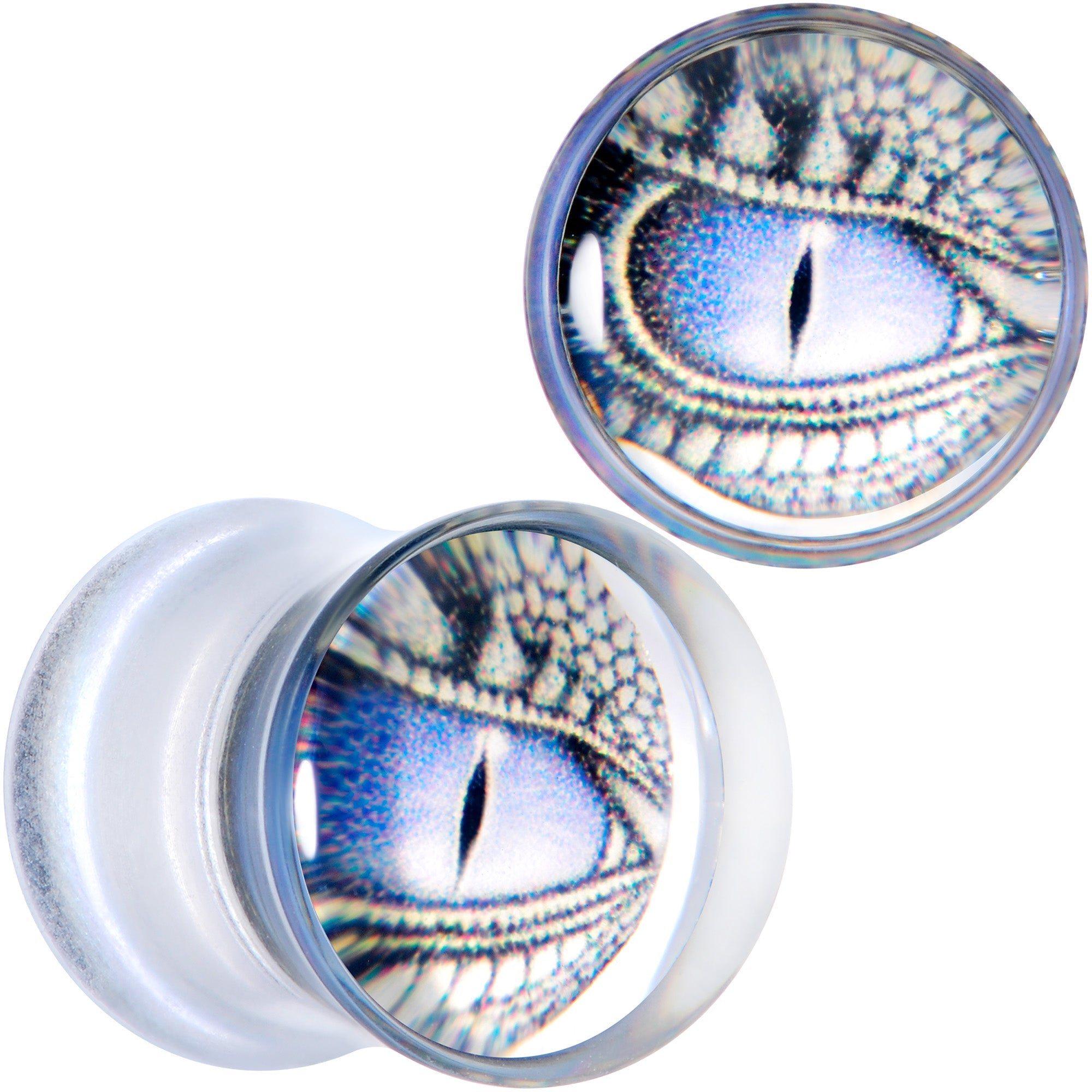 BodyCandy Clear Blue Acrylic Dragons Eye Saddle Plug Set — back view