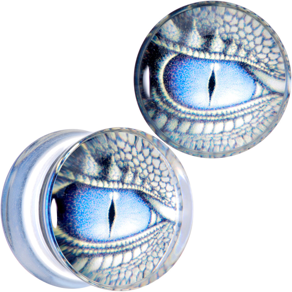 BodyCandy Clear Blue Acrylic Dragons Eye Saddle Plug Set — size reference