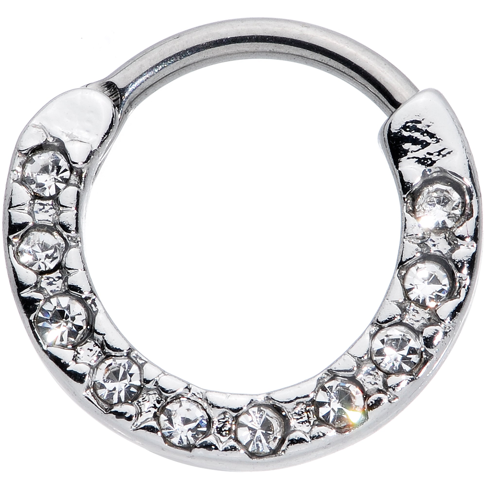 BodyCandy 16G 5/16 Clear CZ Gem Grade 23 Titanium Total Glam Septum Clicker — main product shot