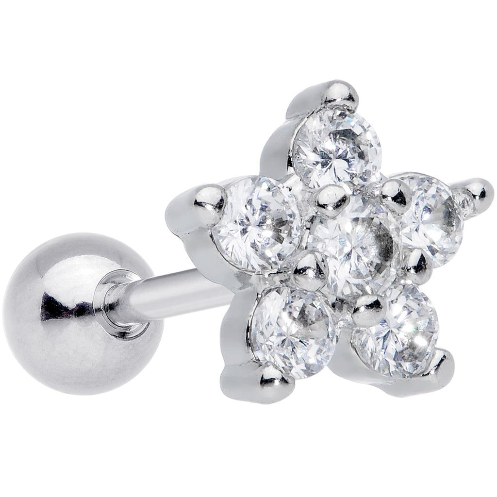 BodyCandy 16G 5/16 Clear CZ Gem G23 Titanium Flower Cartilage Earring — main product shot