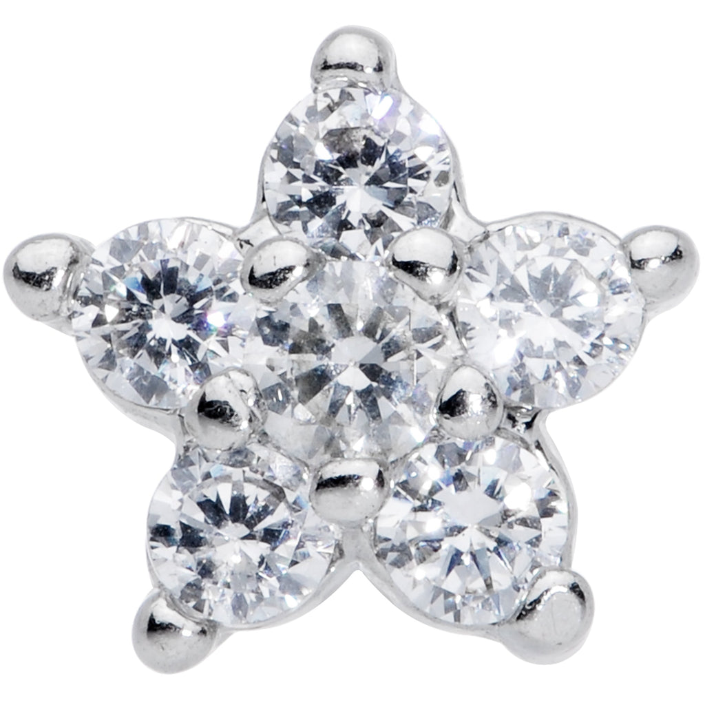 BodyCandy 16G 5/16 Clear CZ Gem G23 Titanium Flower Cartilage Earring — detail close-up