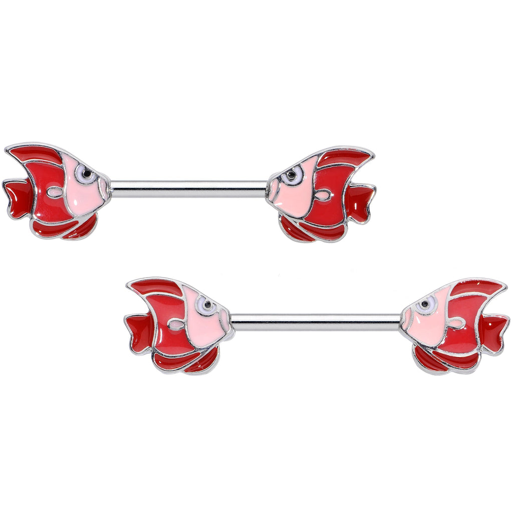 BodyCandy 14G 9/16 Brown Nautical Fish Barbell Nipple Ring Set — main product shot