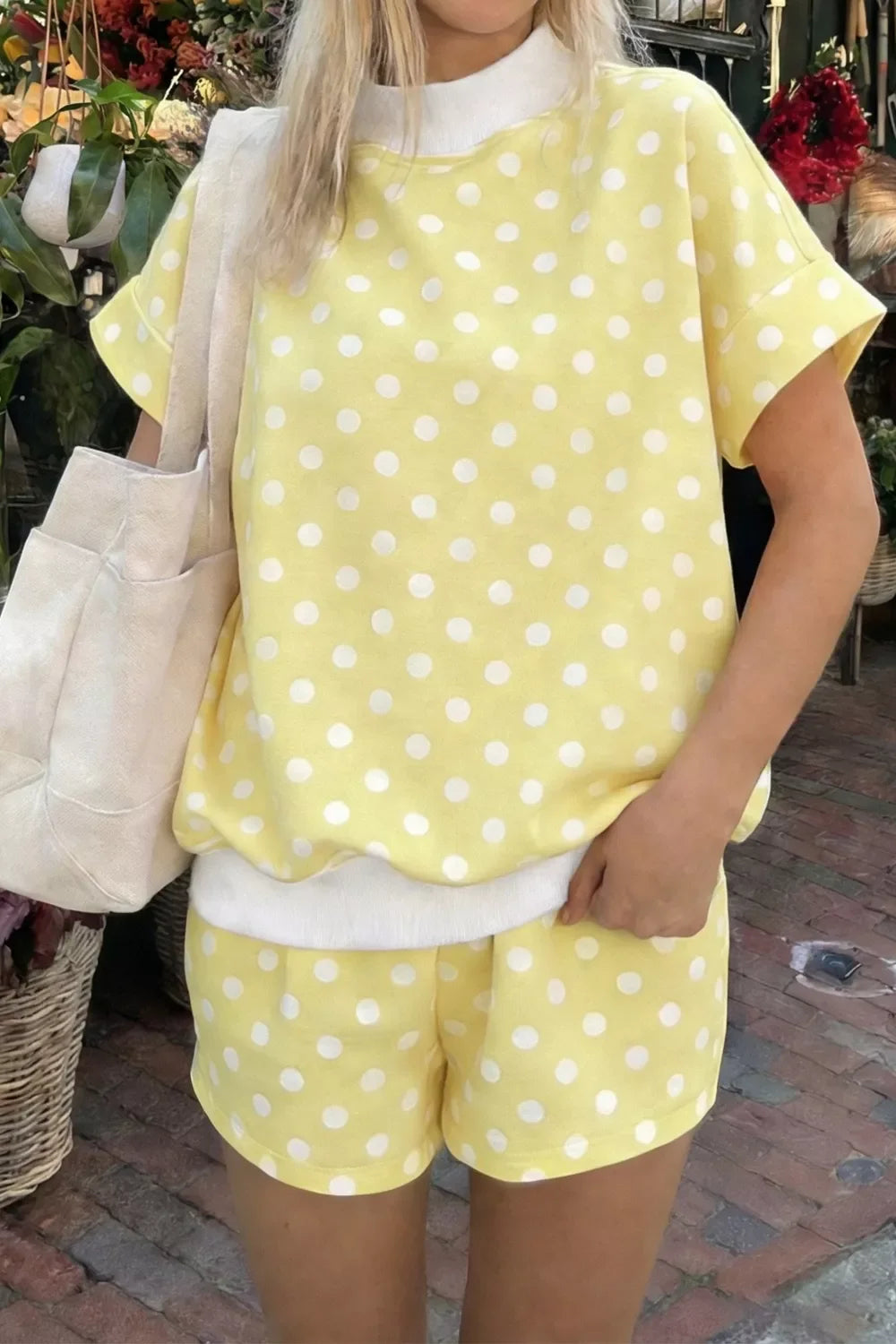 Polka Dot Short Sleeve Top and Shorts Set