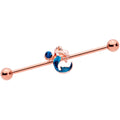 BodyCandy 14G Aqua Gem Rose Gold Tone Mermaid Industrial Barbell 38mm — main product shot