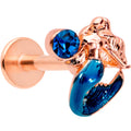BodyCandy 16G 5/16 Blue Gem Rose Gold Tone Mermaid Labret Monroe Tragus — main product shot