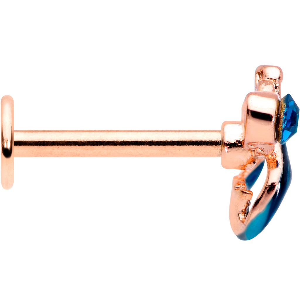 BodyCandy 16G 5/16 Blue Gem Rose Gold Tone Mermaid Labret Monroe Tragus — lifestyle context