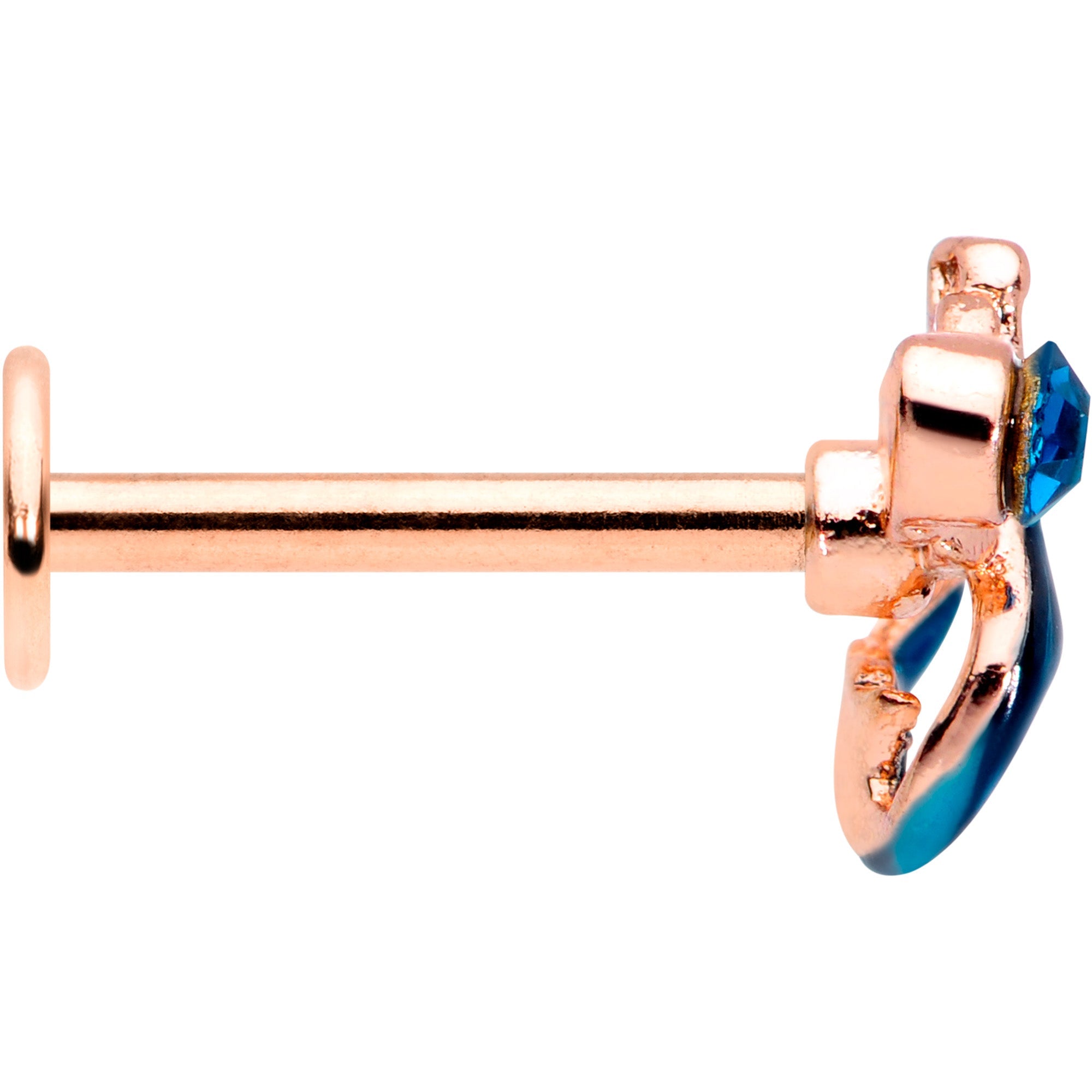 BodyCandy 16G 5/16 Blue Gem Rose Gold Tone Mermaid Labret Monroe Tragus — lifestyle context