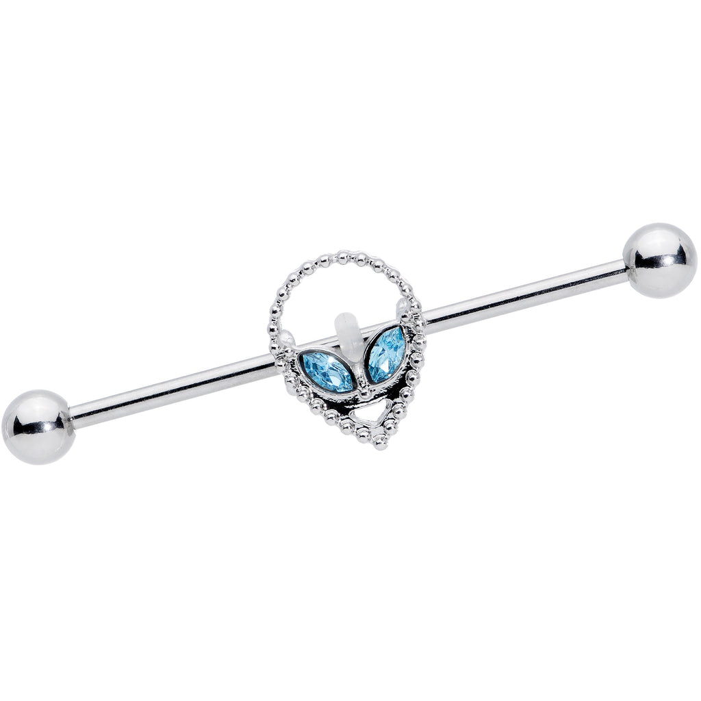 BodyCandy 14G Aqua Gem Hollow Alien Industrial Barbell 38mm — main product shot