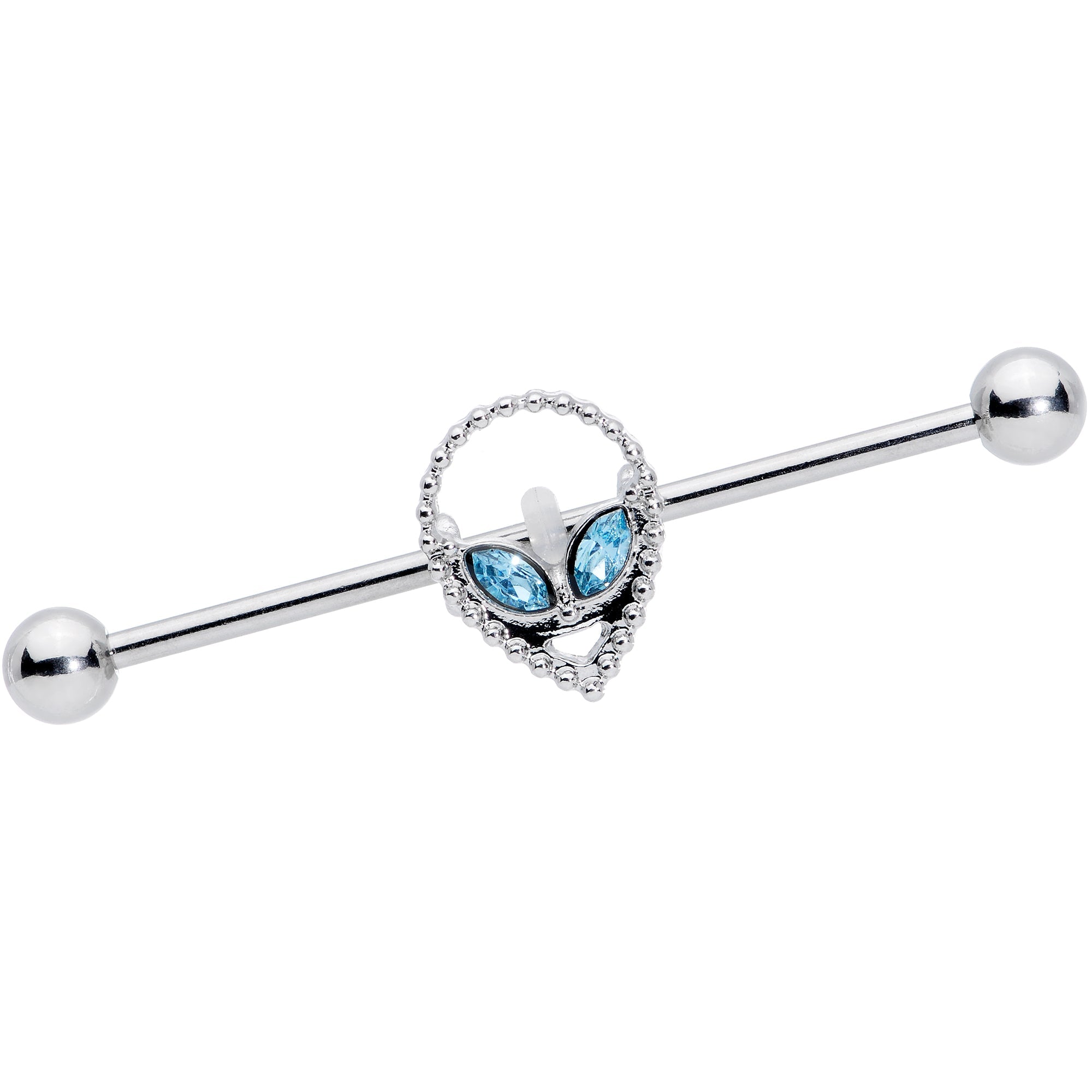BodyCandy 14G Aqua Gem Hollow Alien Industrial Barbell 38mm — main product shot