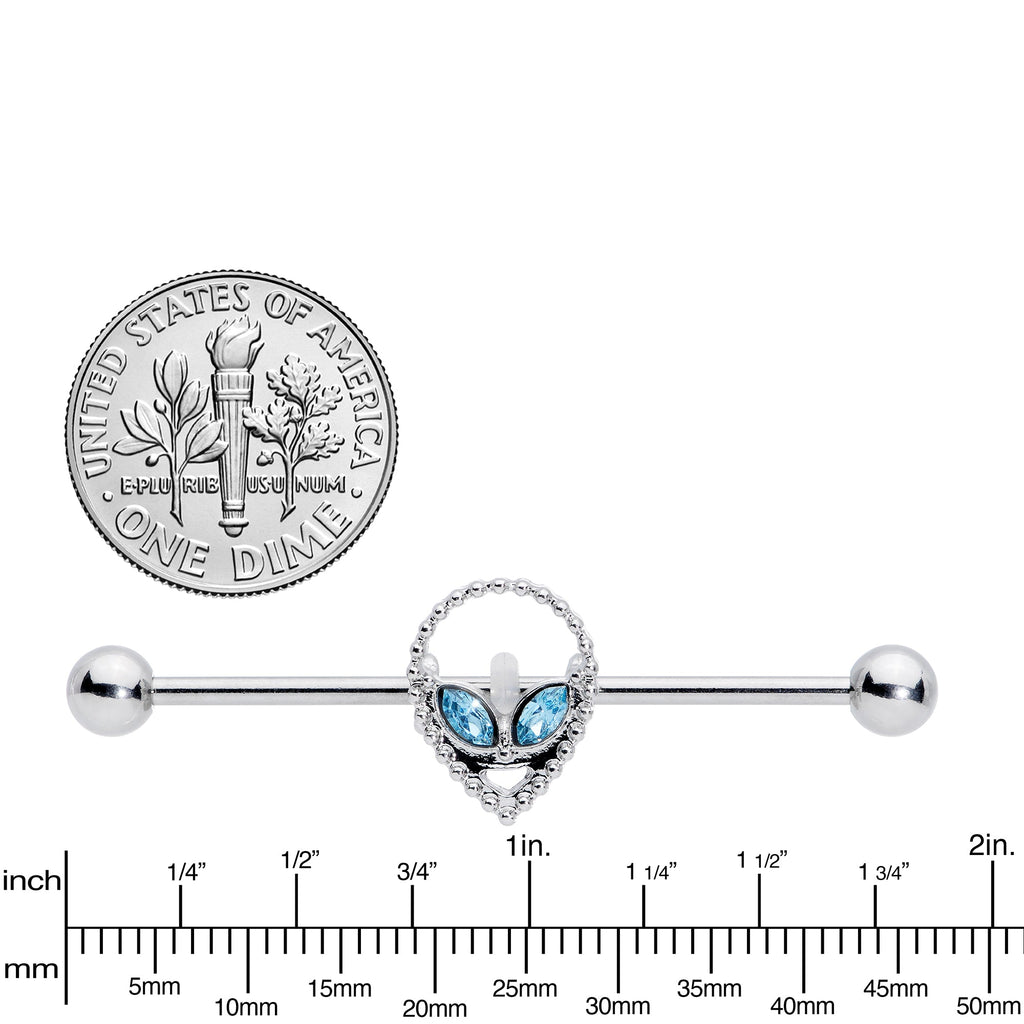 BodyCandy 14G Aqua Gem Hollow Alien Industrial Barbell 38mm — lifestyle context