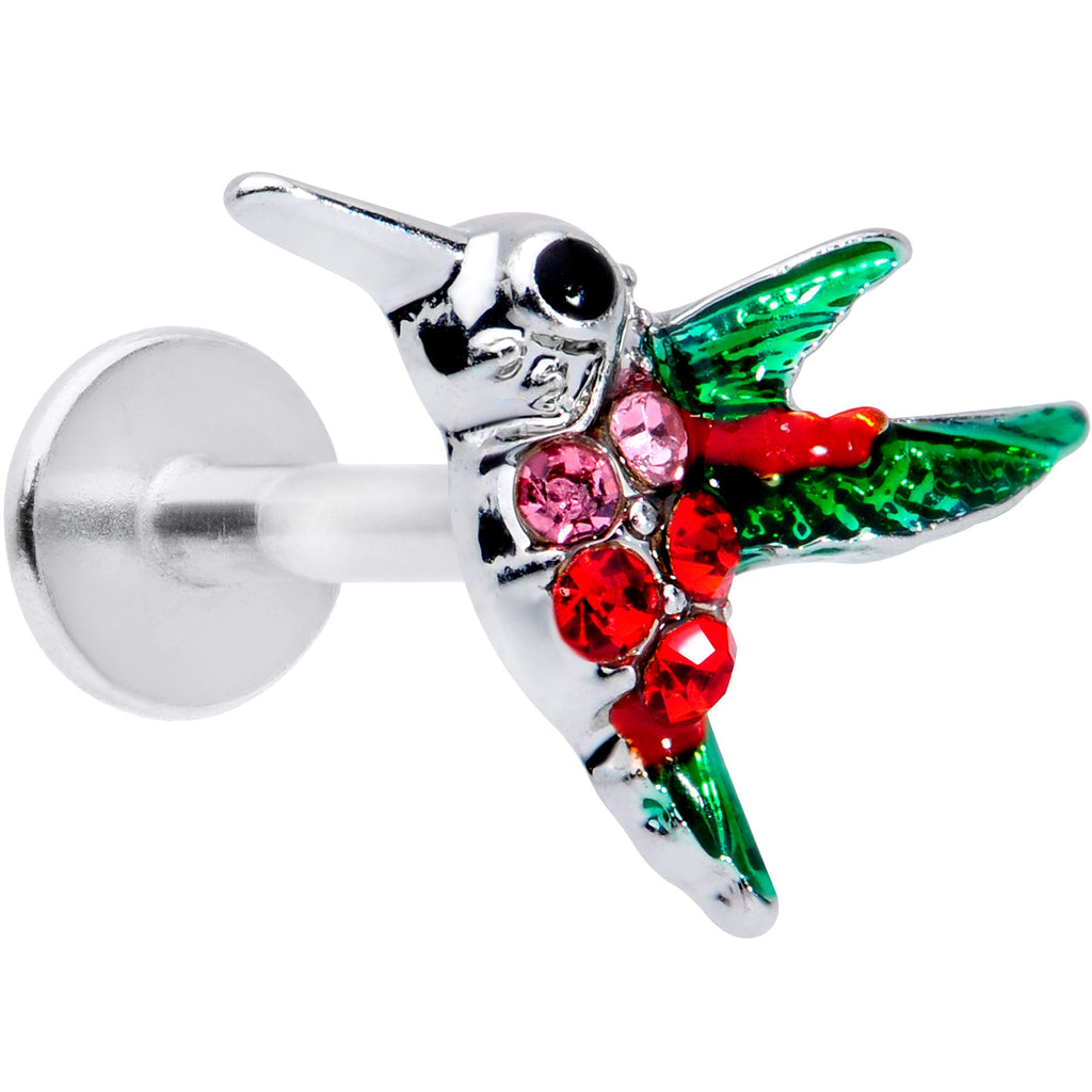 BodyCandy 16G 5/16 Red Pink Gem Green Hummingbird Labret Monroe Tragus — main product shot