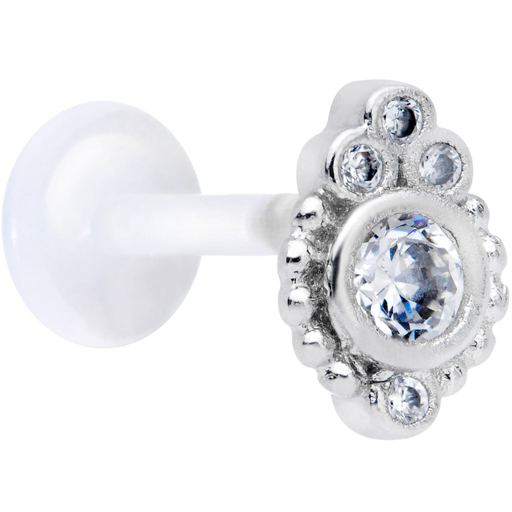 BodyCandy 16G 5/16 Clear Gem Flexible Bioplast Teardrop Labret Monroe Tragus — main product shot