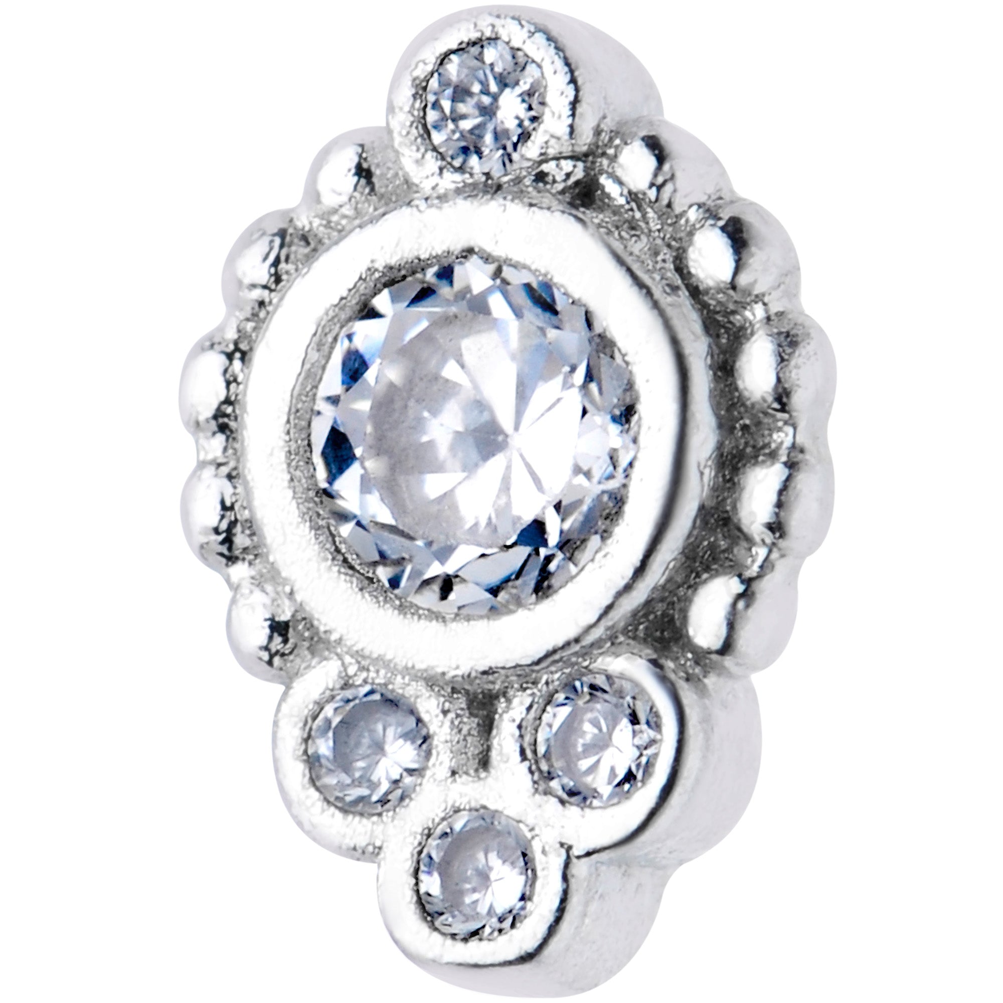 BodyCandy 16G 5/16 Clear Gem Flexible Bioplast Teardrop Labret Monroe Tragus — detail close-up