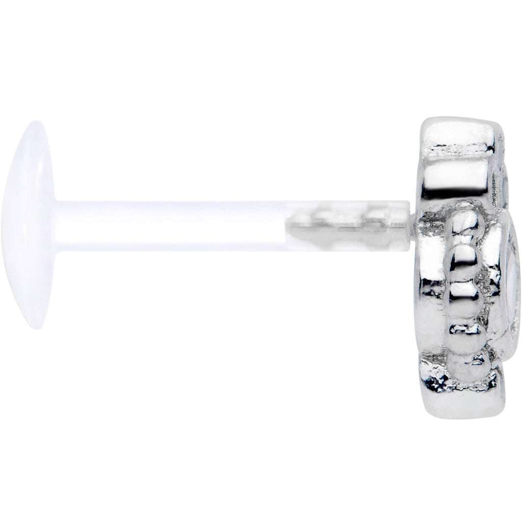 BodyCandy 16G 5/16 Clear Gem Flexible Bioplast Teardrop Labret Monroe Tragus — lifestyle context