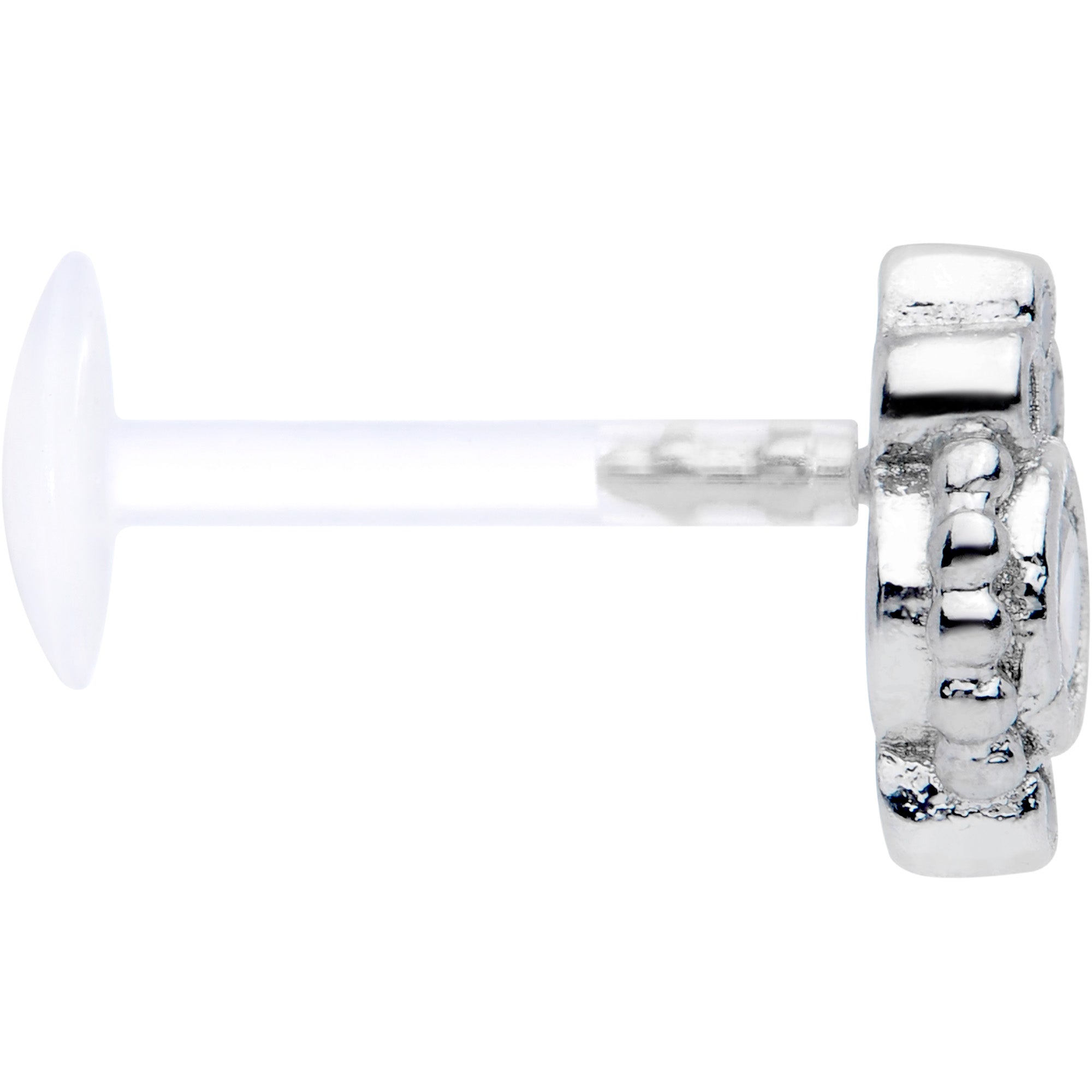 BodyCandy 16G 5/16 Clear Gem Flexible Bioplast Teardrop Labret Monroe Tragus — lifestyle context