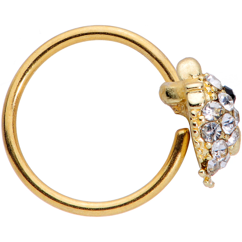 BodyCandy 20G 5/16 Clear Gem Gold Tone Little Chick Nose Hoop — detail close-up