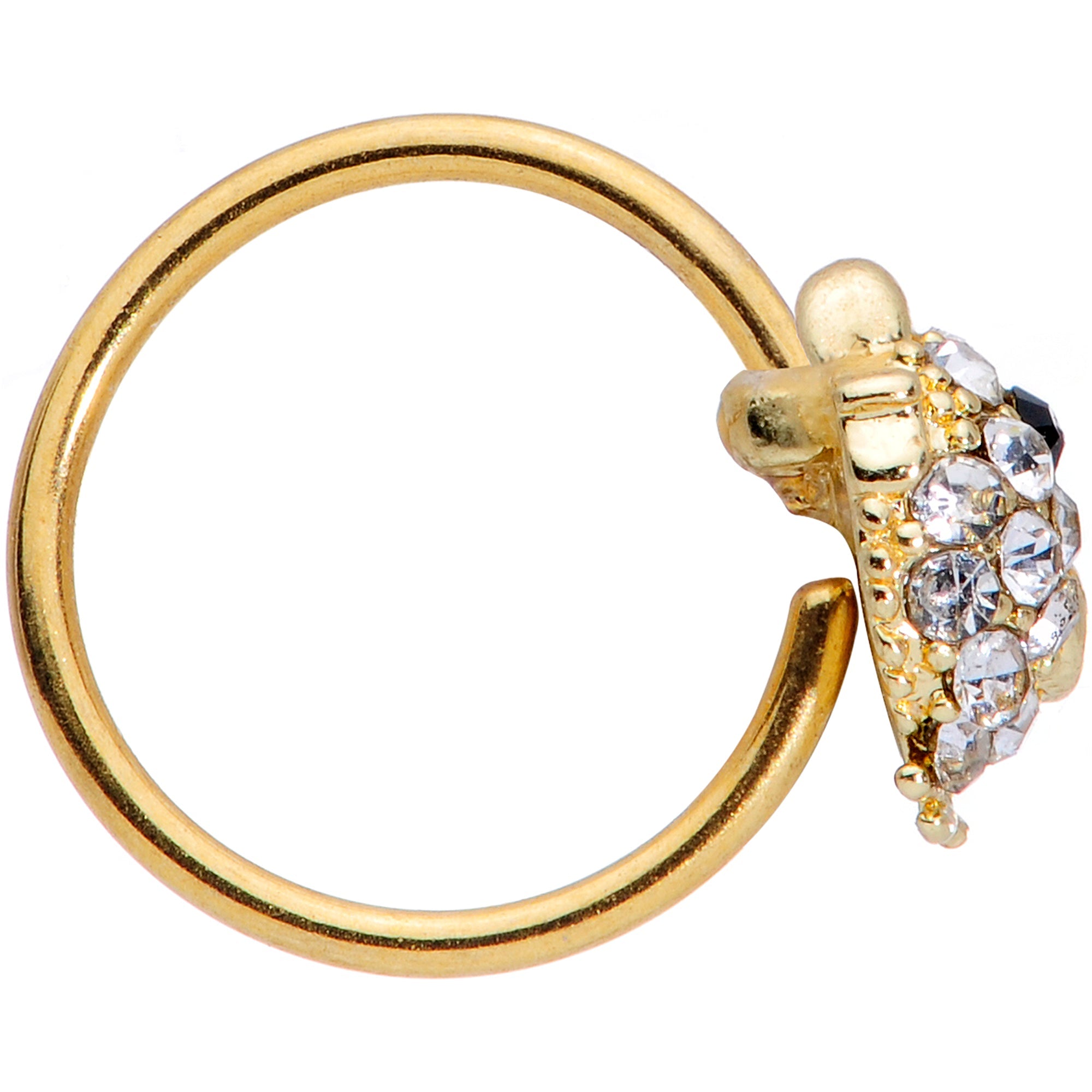 BodyCandy 20G 5/16 Clear Gem Gold Tone Little Chick Nose Hoop — detail close-up